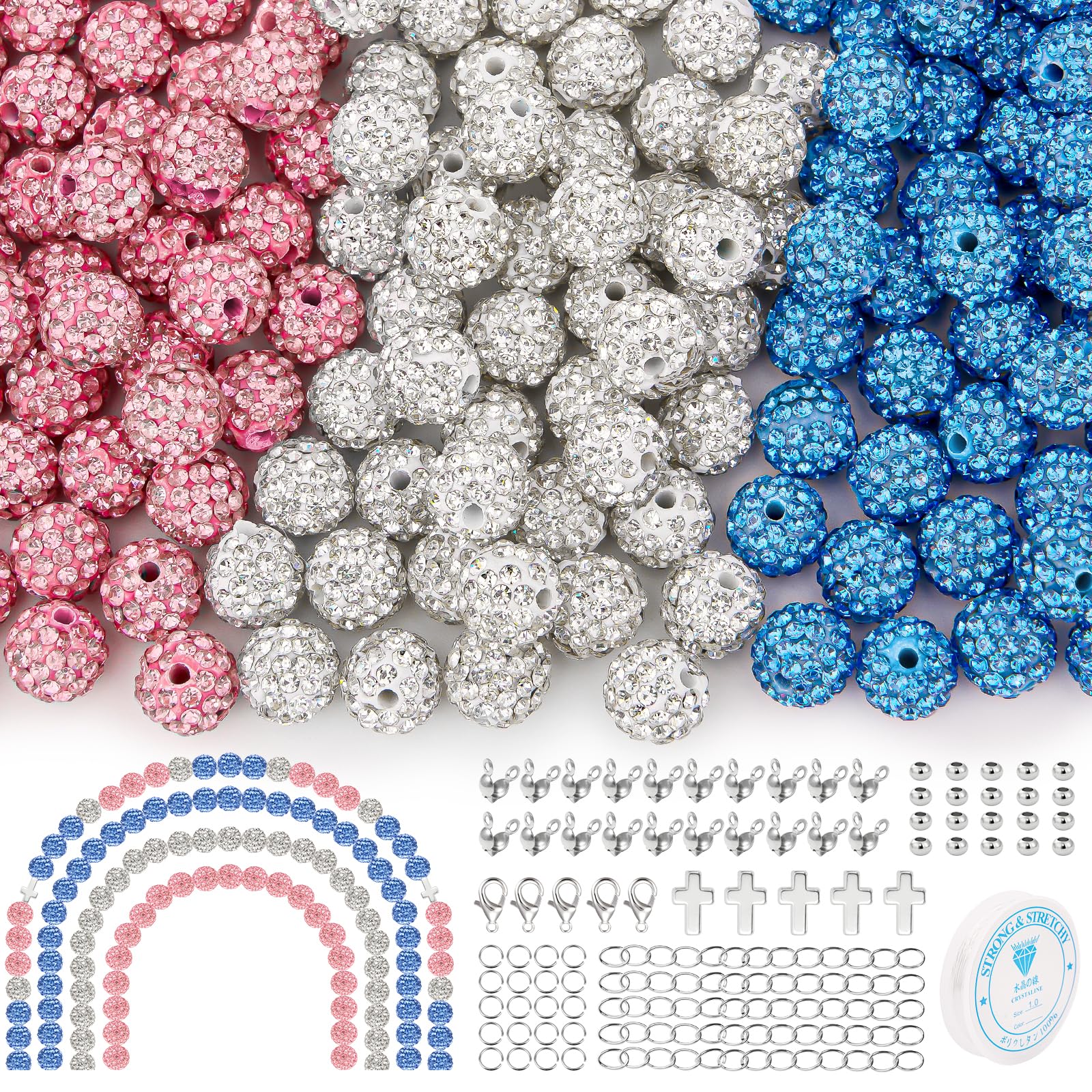 Cuentas de diamantes de imitación de 10mm para diseñar collares artesanales en casa