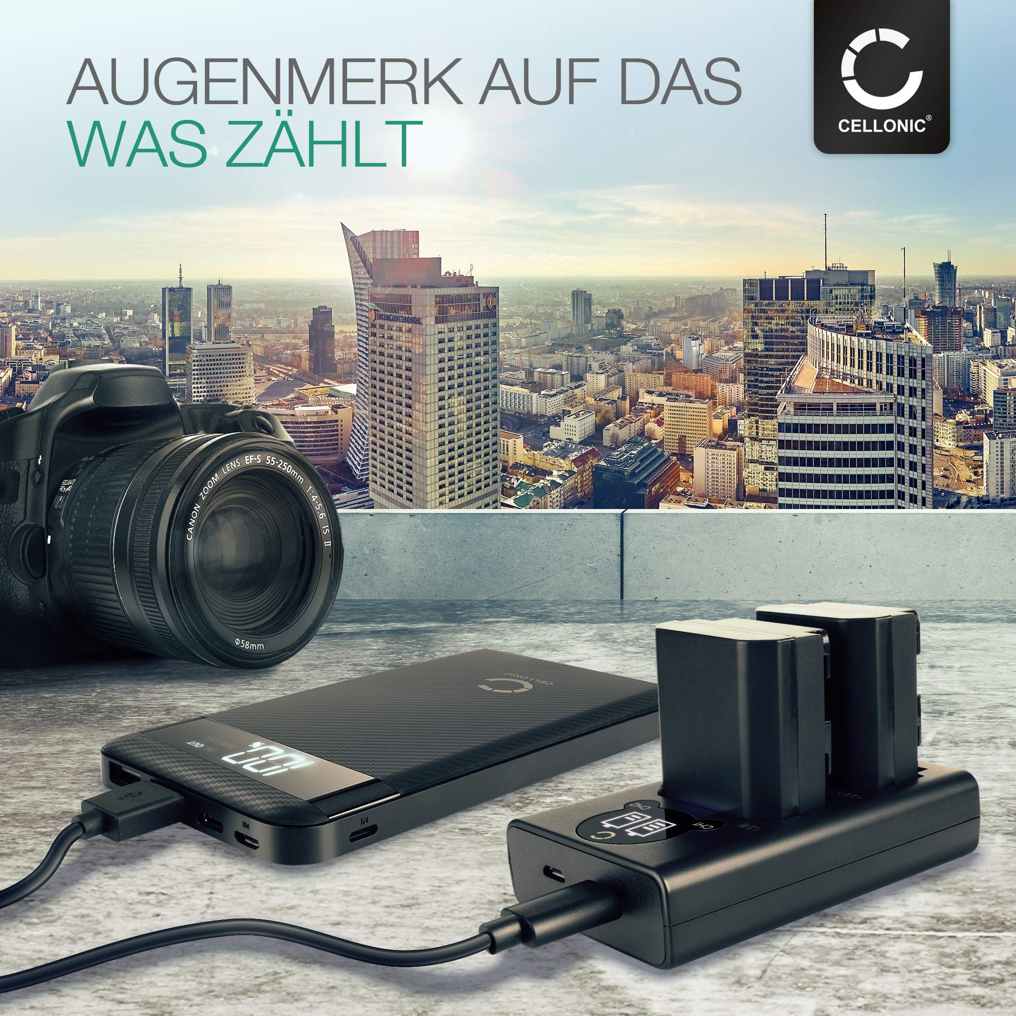CELLONIC Akku-Set Für Sony NP-FZ100 – 2 Akkus + Dual-Ladegerät Mit LCD, 1600 MAh, 7,4 V