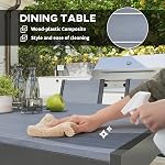 Outsunny 7 Piece Patio Dining Set, Outdoor Dining Table and 6 Stackable Chairs, Metal Patio Furniture Set with WPC Top, Breathable Mesh for Garden, Backyard, Poolside, Light Grey