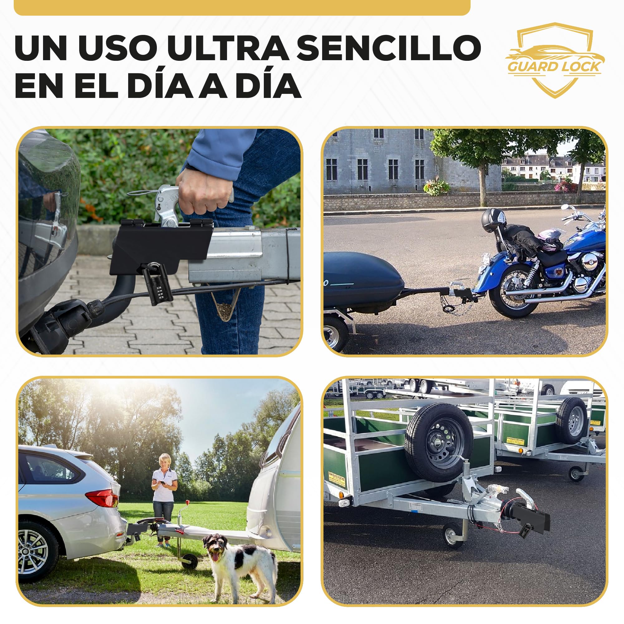 Universal antirrobo remolque enganchado - Cerradura con código para remolques - Antirrobo de Remolque, Caravana, Coche Remolcado y No Remolcado