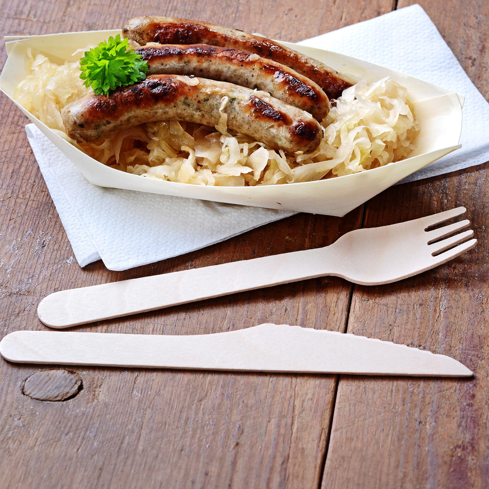 GRÄWE Einwegbesteck Holzmesser, 500 Stück, Holzbesteck, umweltfreundlich aus Holz, biologisch abbaubar