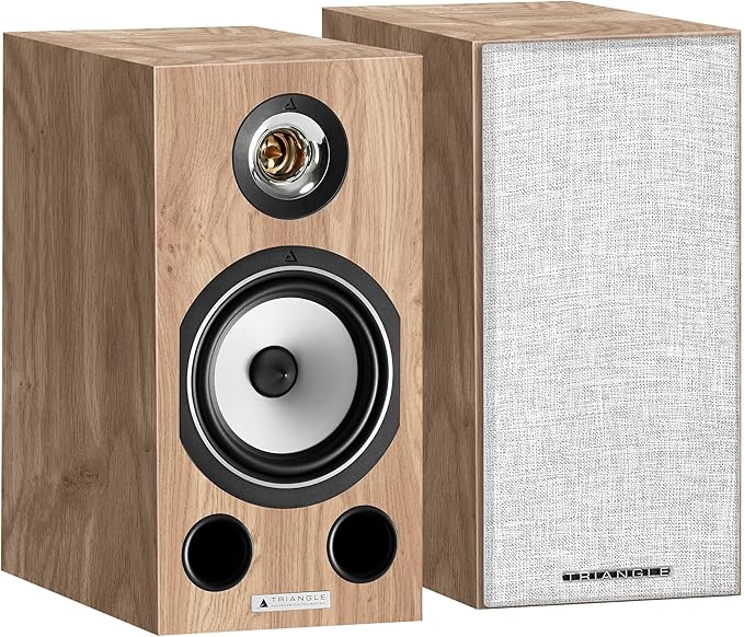 Triangle - Enceintes Bibliothèques Hi-FI Comète EZ - Puissance Admissible 80W - Rendement 89 DB/W/m – Polyvalente Musique et Home-Cinéma - 200 x 400 x 324 mm - Chêne Clair (Paire)