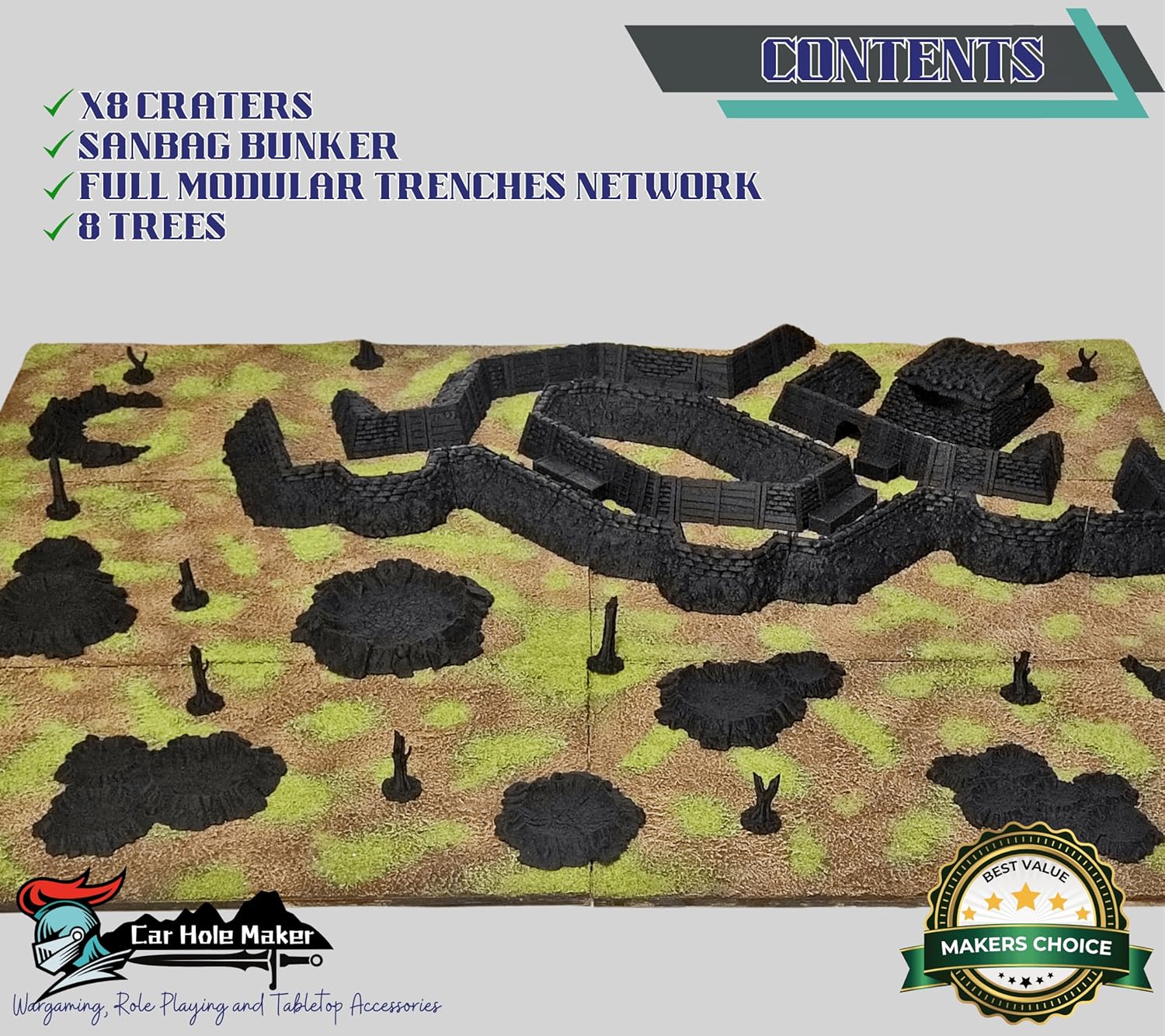 Trench Warfare Tabletop Terrain Set 28mm Scale