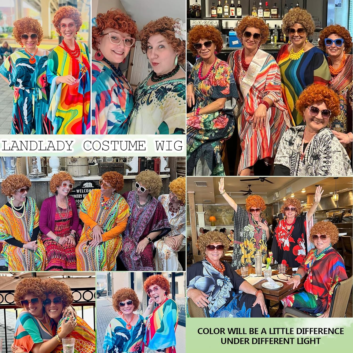 Landlady Costume Wig for Women with Accessories 5pcs Set Short Curly Orange Brown Wig Heat Resistant Synthetic Annie Wigs For Party Cosplay Halloween or Fun - Image 4