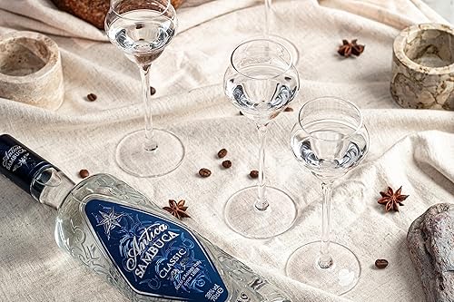 Miniatura 5 de GLASSIQUE CADEAU Crystal Sambuca, Cordial, vasos digestivos con tallo largo para beber bebidas después de la cena, juego de 4, cristalería de licor