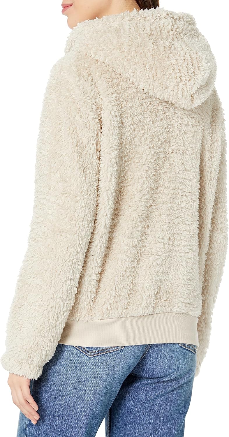 Andrew Marc womens Teddy Fleece Full Zip Hooded Jacket