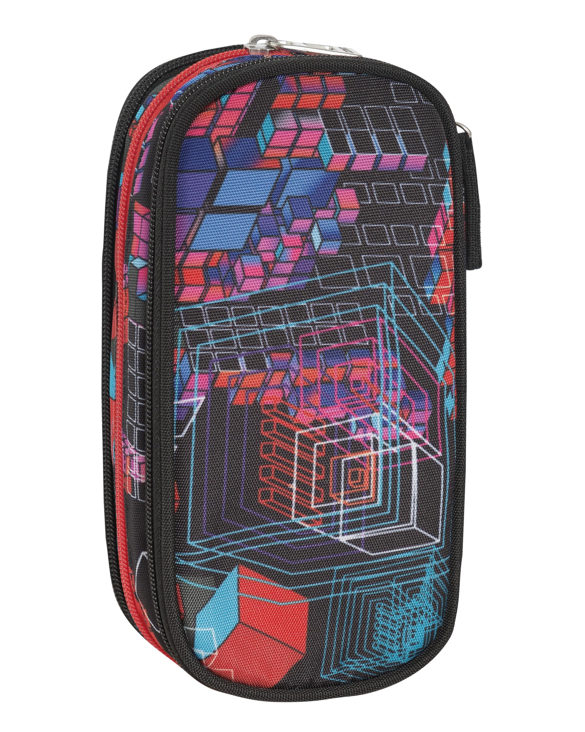 COMIX FLASH - Astuccio Scuola, Astuccio Triple Zip per Bambini e Ragazzi, Ideale per Riporre la Cancelleria, con Pratica Chiusura a Zip e Interno Organizzato, 22,5x11Hx7,5 cm, Cube Wave