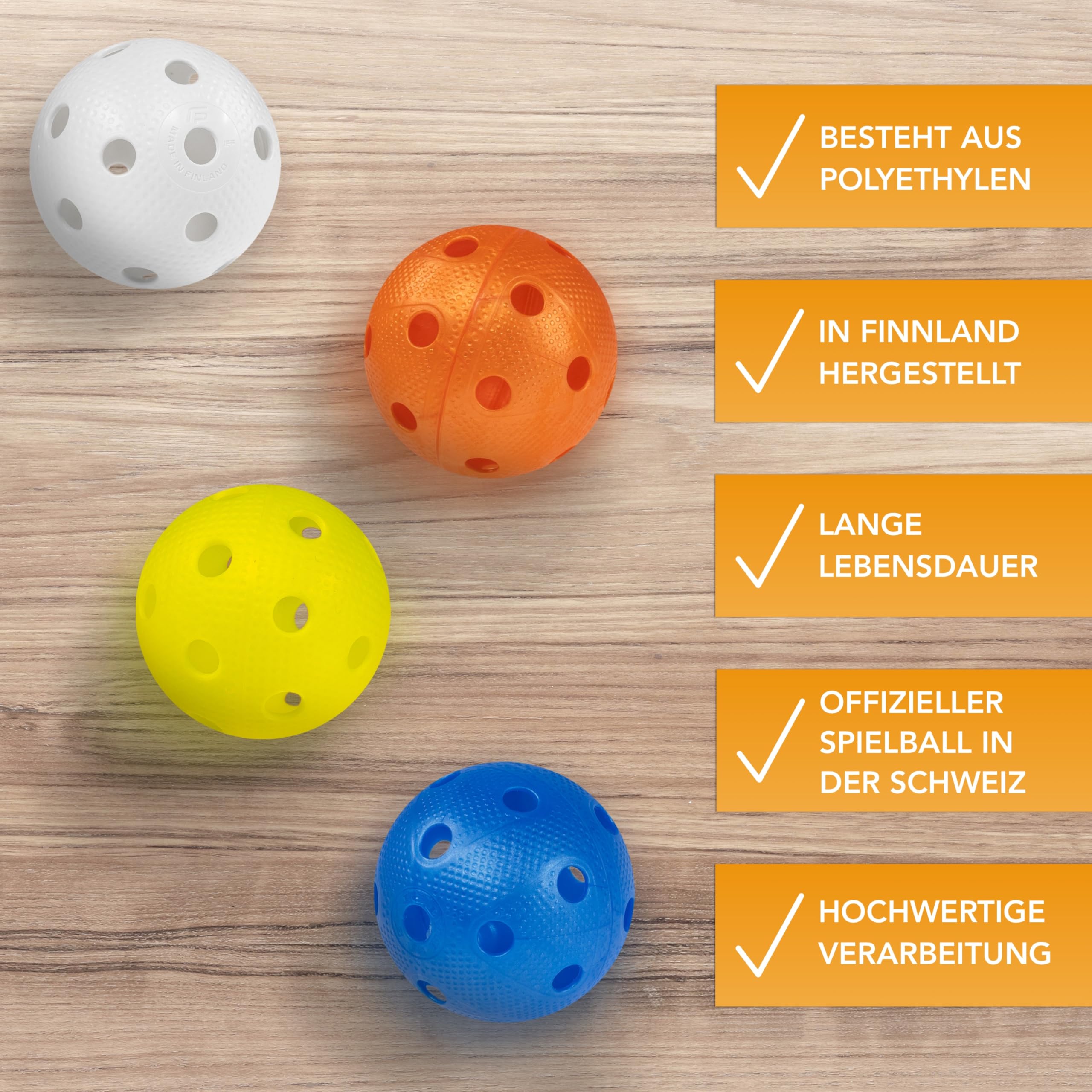 FAT PIPE | Floorball Unihockey Ball Set de 24 balles | Fat Balls | Mélange de couleurs | Ballon d'entraînement de compétition avec certificat IFF pour une qualité certifiée