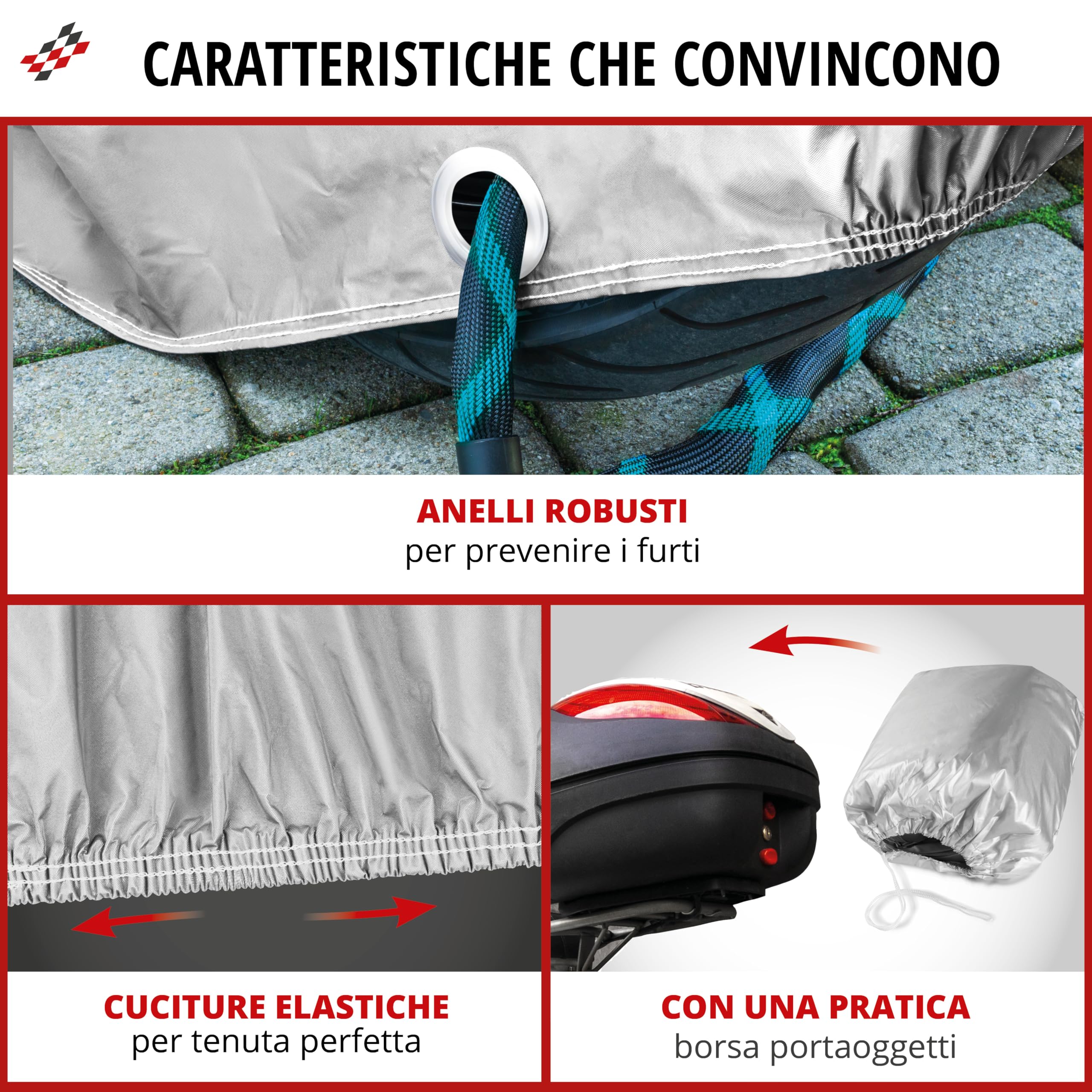 WALSER Telone per moto All Weather M, telone per moto da esterno 100% impermeabile