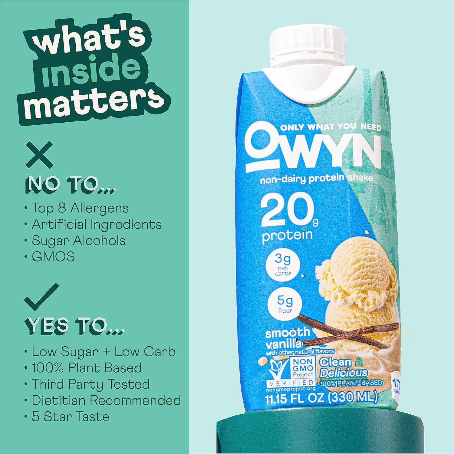 Owyn 100% Vegan Plant-Based Protein Shake, Cold Brew Coffee, 12 Pack, with 20g Plant Protein, Omega-3, Prebiotic Supplements, Superfoods Greens Blend, Gluten-Free, Soy-Free, Non-GMO : Grocery & Gourmet Food