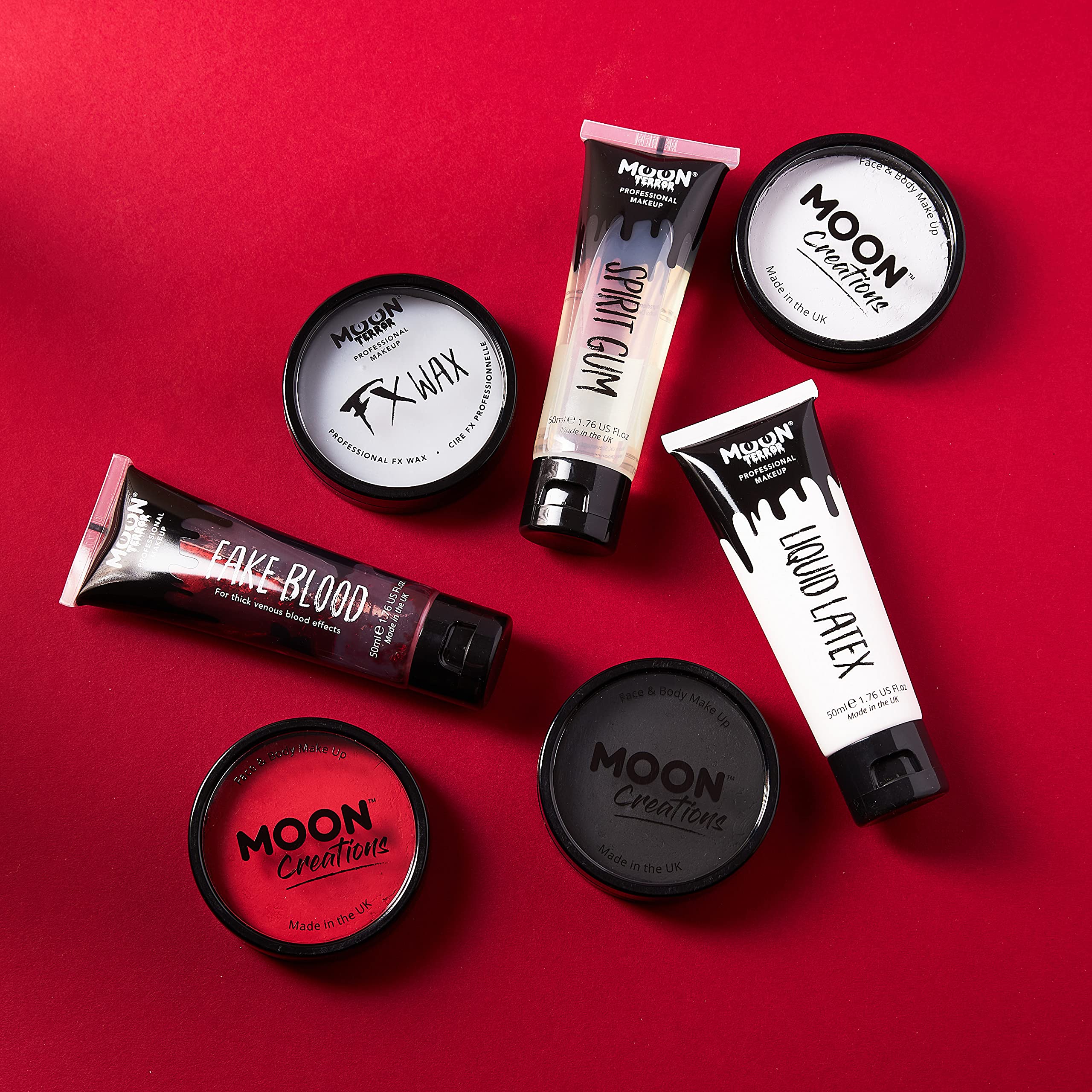 Pro FX Halloween Kit de maquillaje profesional de efectos especiales 3 | Sangre falsa, látex líquido, cera para modelar, goma de mascar, pintura facial y corporal profesional