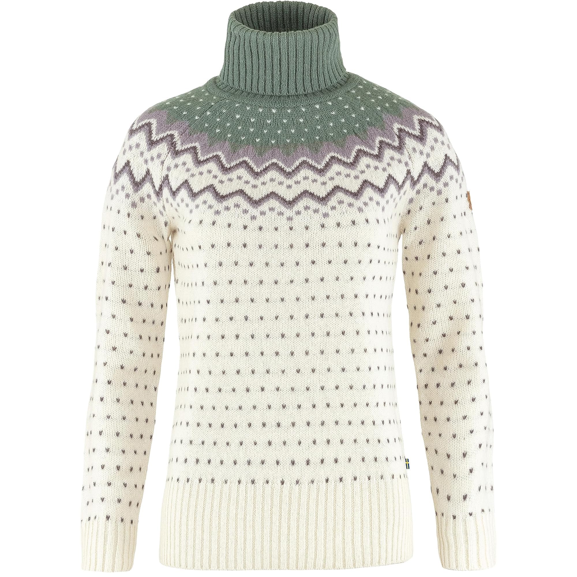 Fjallraven 84792-113-614 Övik Knit Roller Neck W Sweatshirt Women's Chalk White-Patina Green Size XS
