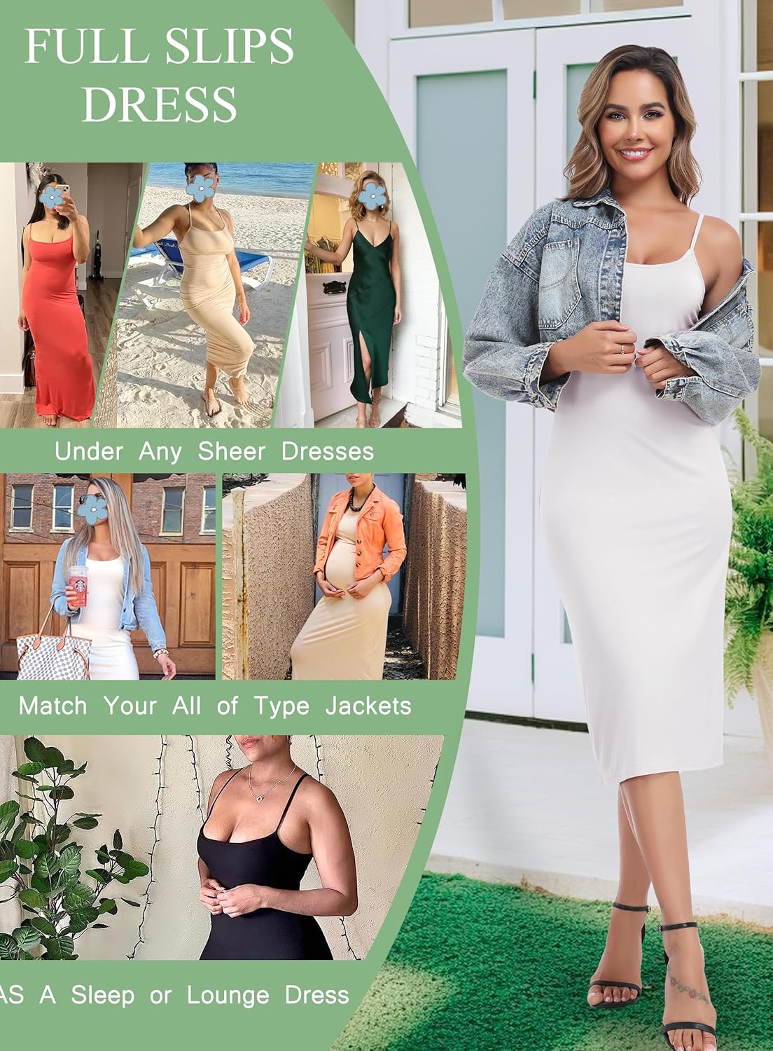 Lovasy Women's Full Slip for Under Dresses Cami Slip Mini Dress Adjustable Straps Basic Long Full Slips Nightgown S-3XL - Image 5