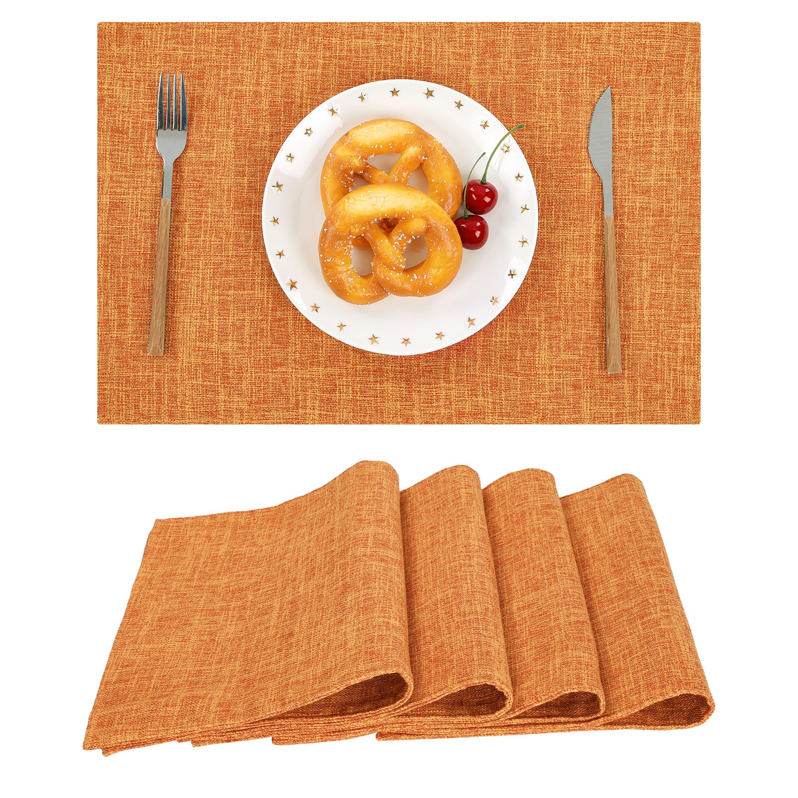 Photo 1 of SHACOS Washable Cloth Placemats Set of 4 - Orange