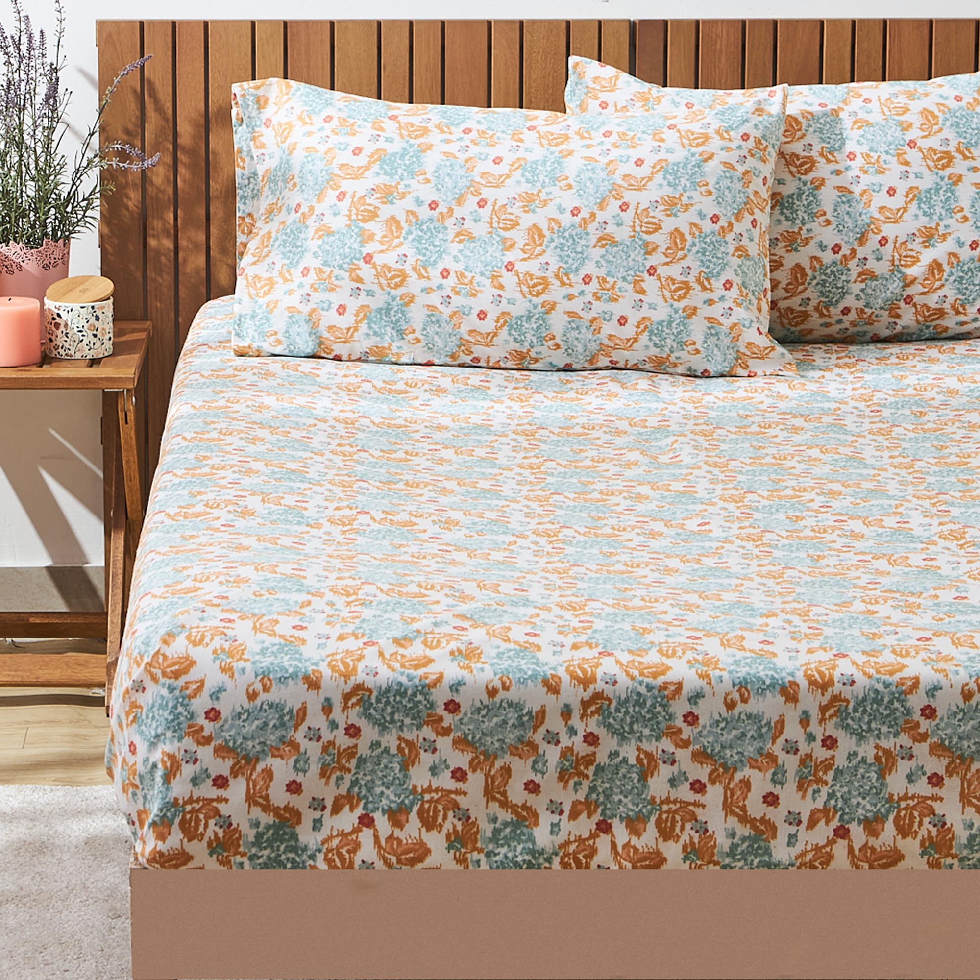 TEAL by Chumbak Bedsheets - Queen Size (Pixel Florals Teal) (B0CN6TF7RM) Amazon Price History, Amazon Price Tracker