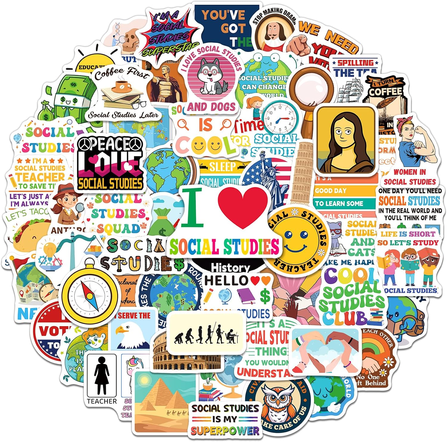 zheyistep 100PCS Social Studies Stickers, Social Studies Classroom Decor