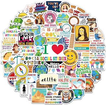 zheyistep 100PCS Social Studies Stickers, Social Studies Classroom Decor | Educational Vinyl Stickers History, Geography, Economics & Anthropology, Teacher Supplies