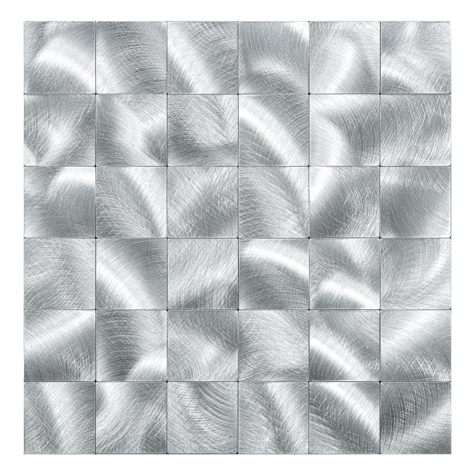 WoStick Metal Stick on Tiles, 4mm Thickness Self Adhesive Wall Tiles with Metal Brushed - 10 Sheets/Pack