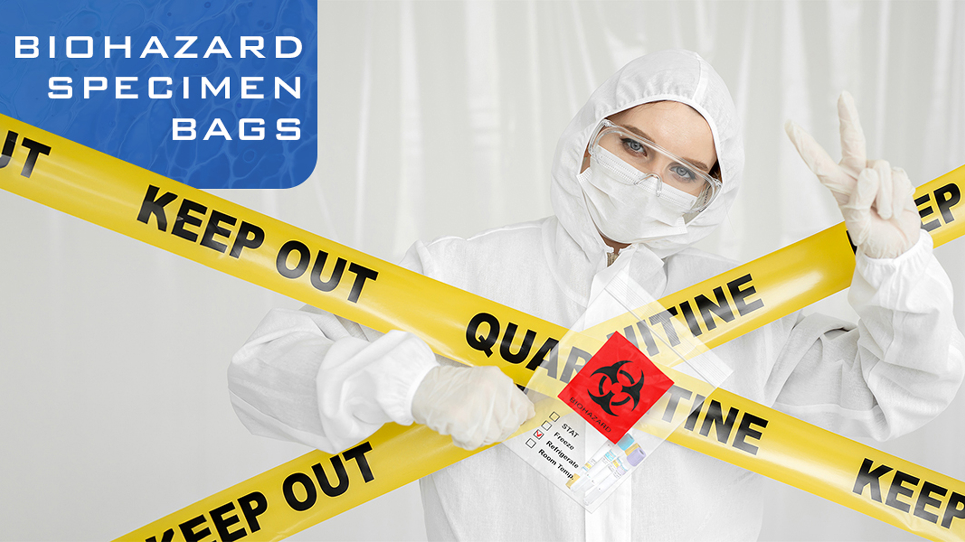 Image of APQ Supply Biohazard Specimen Bags with Tear Strip, Clear Orange, 12 x 15 Inches, Pack of 100, Zipper Closure, 3-Wall Design for Document and Sample Storage