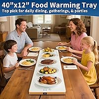 Vista 2 de Warming Trays for Buffets Party (Extra Long 40"x12"), Warming Mat for Food with Thermostat & Full Surface Warming, Temperature Adjustable Food