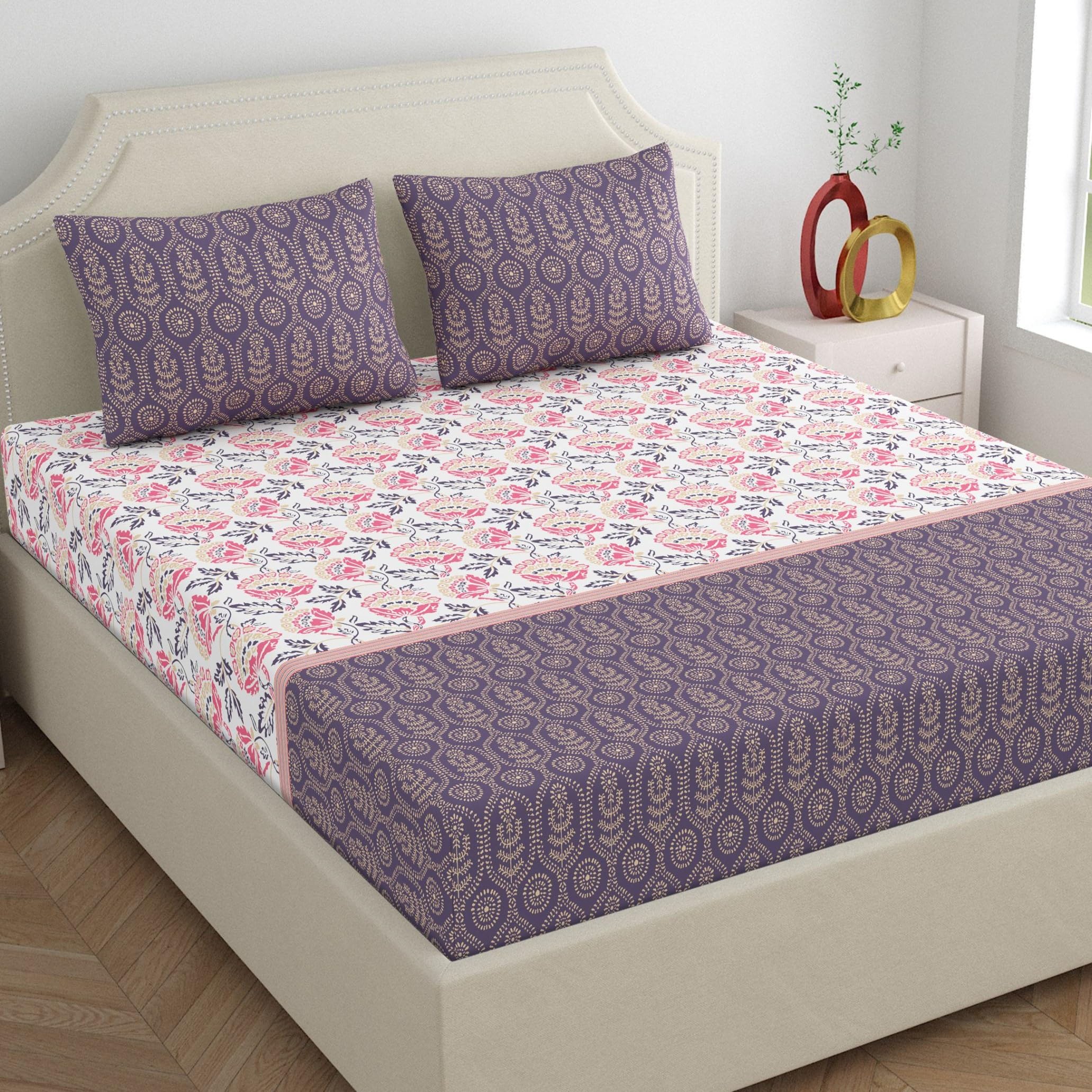 Home Ecstasy King Cotton Bedsheet Set - Light Blue -29