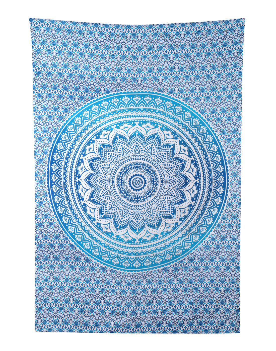 RAJRANG Blue Ombre Tapestry 127x152 cm - Cotton Wall Hanging, Boho Home Décor, Wall Art for Bedroom & Living Room, Beach Blanket Mat - Image 4