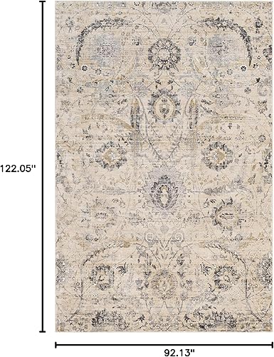 Miniatura 2 de Hauteloom Sunnyside - Alfombra rústica de área grande para sala de estar, dormitorio, comedor, estilo persa, aspecto floral tradicional, gris medio