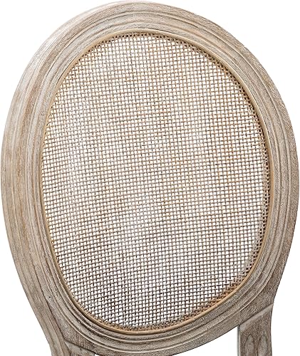 Miniatura 62 de chairus Juego de 2 sillas de comedor de ratán de granja, sillas de campo francesas de cuero con respaldo redondo, sillas laterales ovaladas para