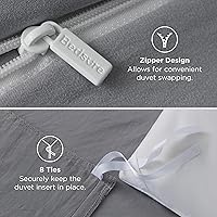 Vista 6 de Bedsure - Juego de ropa de cama de 3 piezas, prelavado, extrasuave, con 1 funda de edredón de 90 x 90 pulgadas con cremallera y 2 fundas