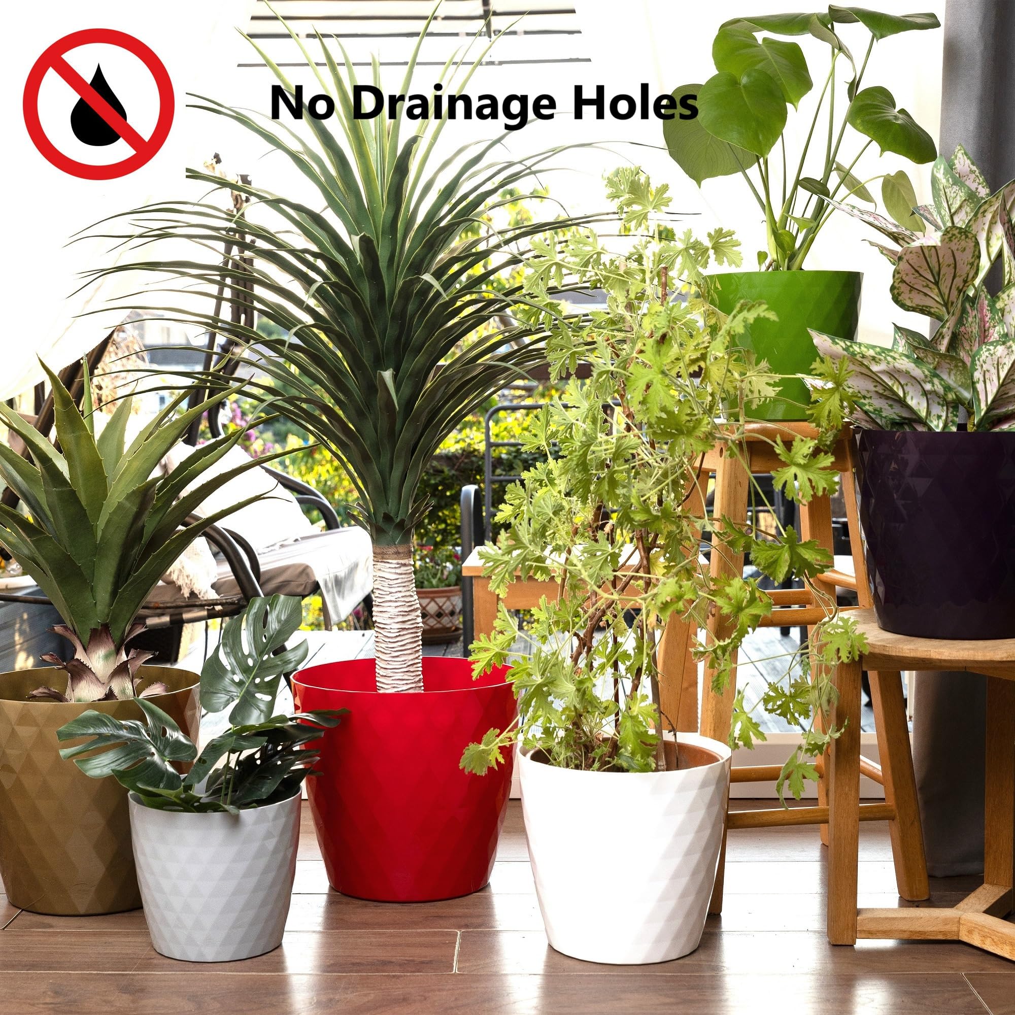Home Garden Ornaments Plant Pots Indoor, Indoor Plant Pot - Decorative Plastic Flower Pots with Glossy Crystal Surface (Diameter: 12cm, Colour: Cream) — view 4