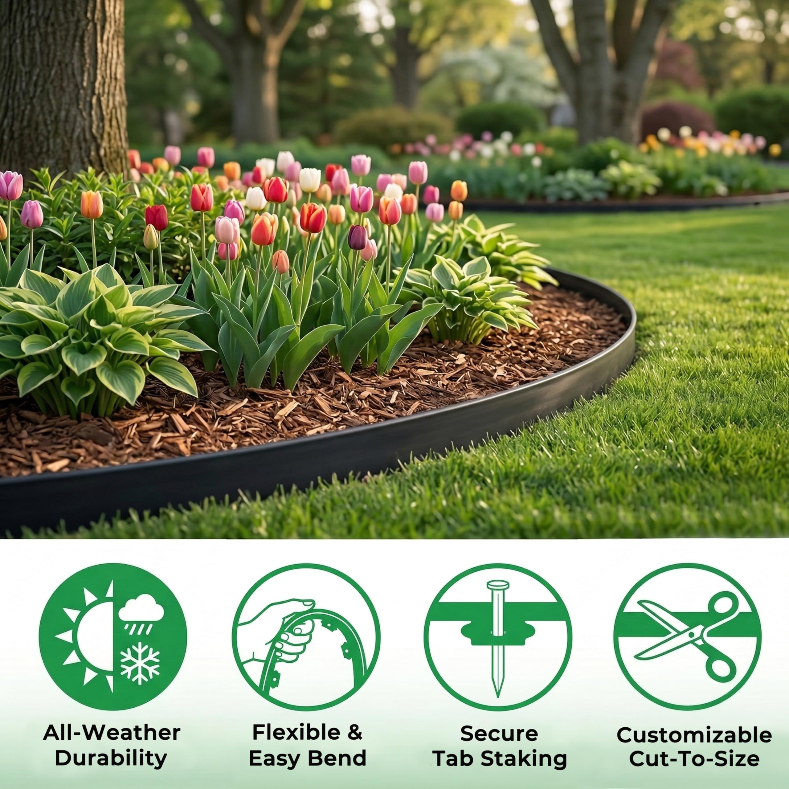 Randaco Bordura per Giardino Garden Edging bordatura del prato in plastica bordatura del prato nero Lunghezza 25 m, altezza 10 cm
