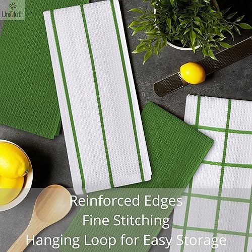 Miniatura 6 de UniQloth Paquete de 12 paños de cocina surtidos de gofres, 100% algodón, toallas de cocina de granja para colgar, suaves, absorbentes, de secado