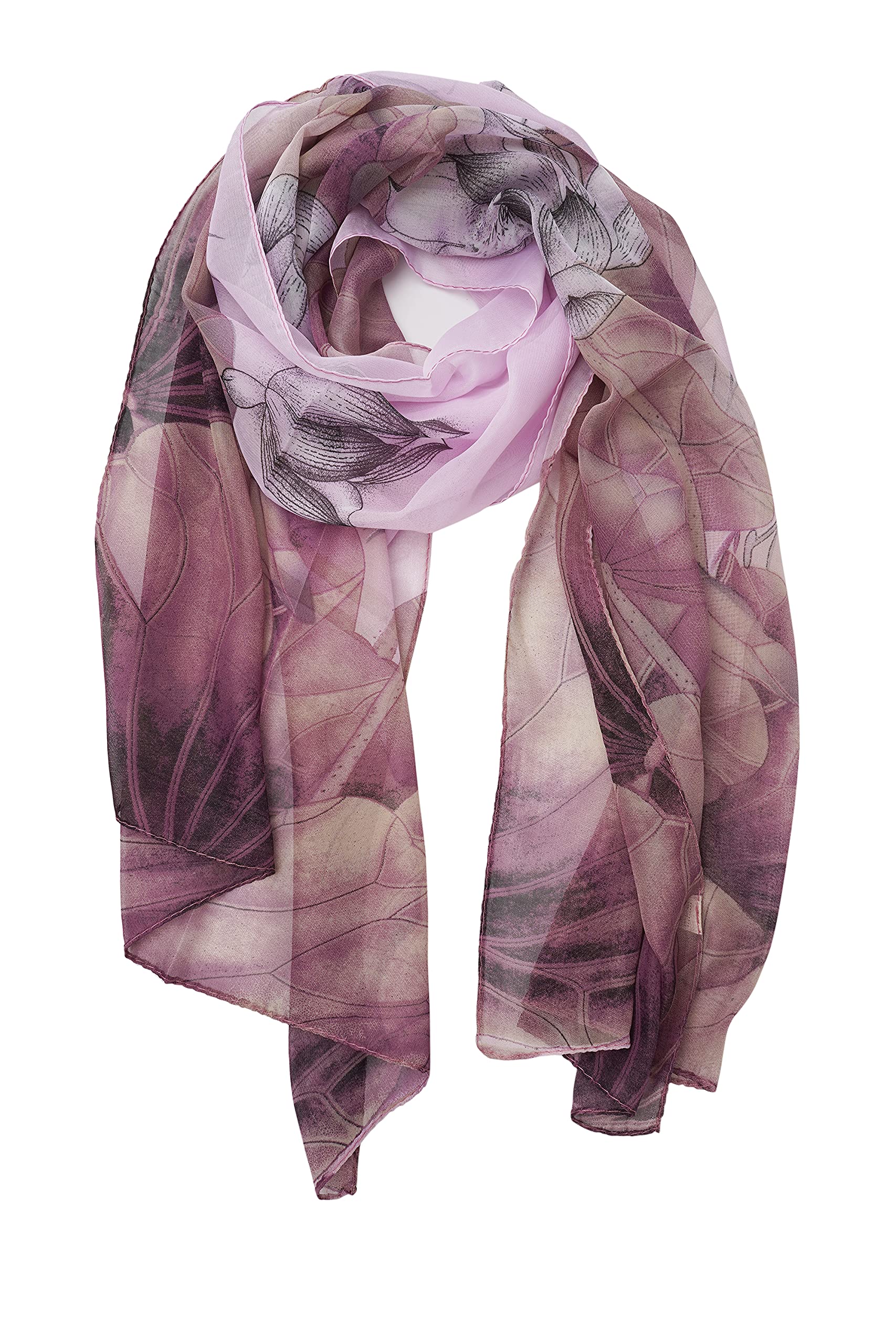 YOUR SMILELadies/Women's Lightweight Floral Print/Solid Color mixture Shawl Scarf For Spring Summer season