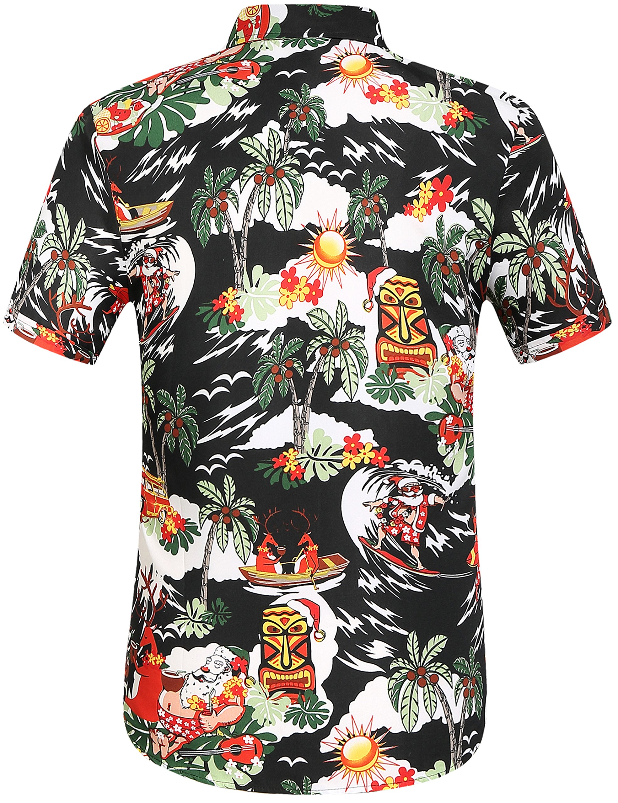 SSLR Men's Santa Claus Party Tropical Ugly Hawaiian Christmas Shirts