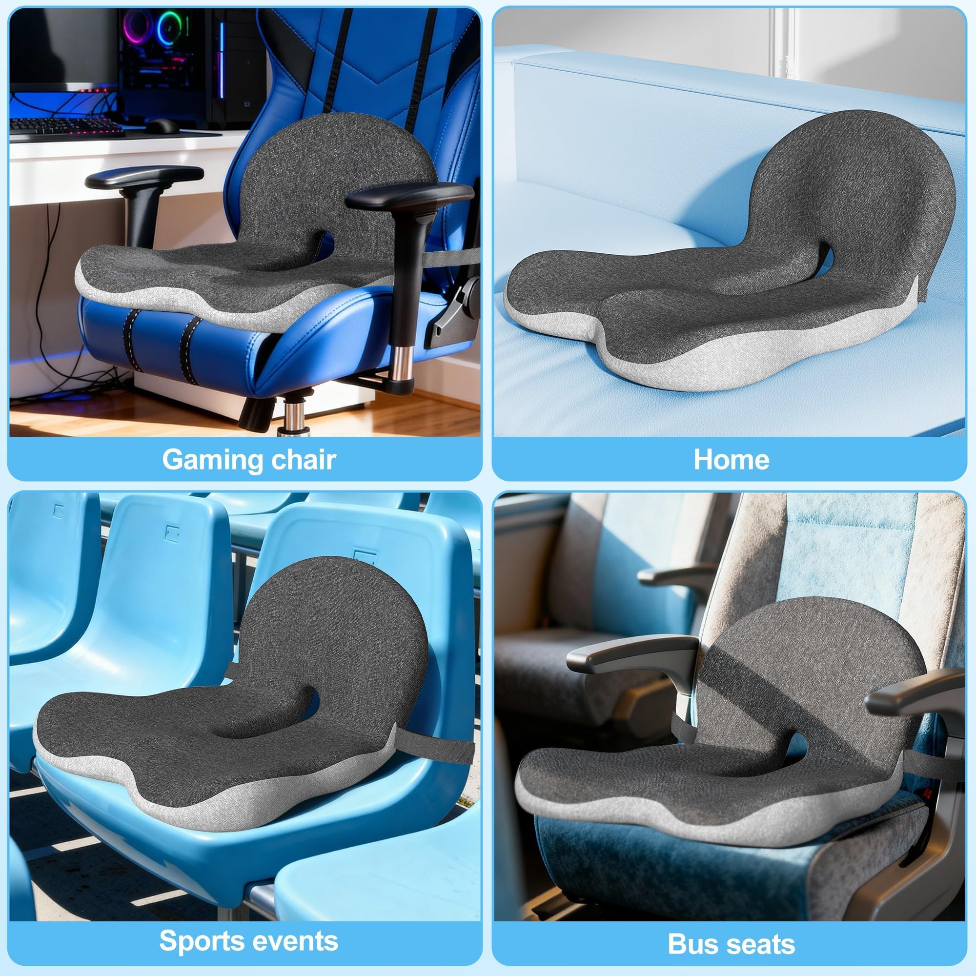 leqsdijk Cojines de asiento de camionero para sentarse durante mucho tiempo, cojín de asiento de camión con soporte lumbar, cojín de asiento de camión para dolor de espalda y apoyo a las caderas,