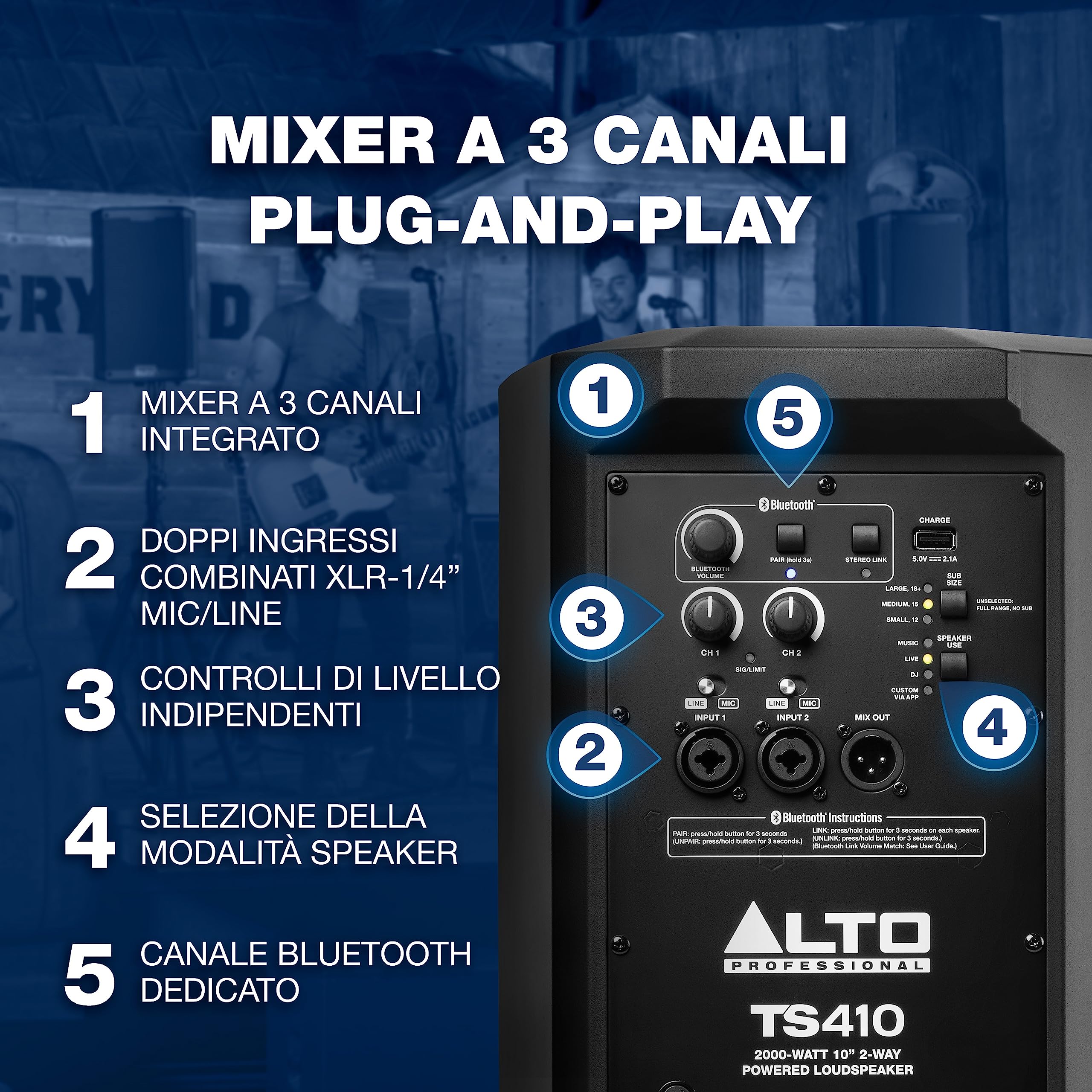 Denon DJ SC LIVE 4 + 2x Alto Professional TS410 - Console DJ, mixer DJ a 4 canali, streaming, Wi-Fi, casse + 2x Cassa Attiva PA Amplificata da 2000 W 10" con mixer a 3 canali, Bluetooth, DSP