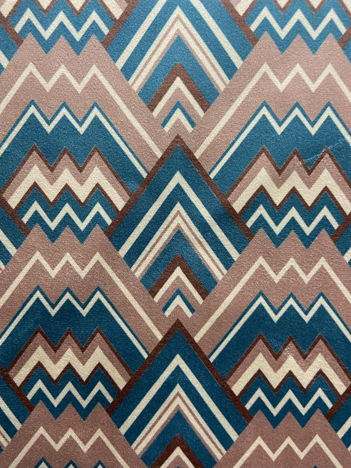 Soft Thick Luxurious Velvet Finish Microfiber Fabric Digitally Printed Geometric Design Fabric for Upholstery Window Treatment Craft - Width 54 inch - Fabric by Yard (French Blue)