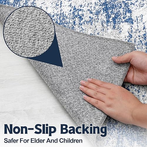 Miniatura 163 de Alfombra de área para sala de estar: alfombra lavable de 5 x 7 con respaldo antideslizante, no desprende pelo, resistente a las manchas, plegable