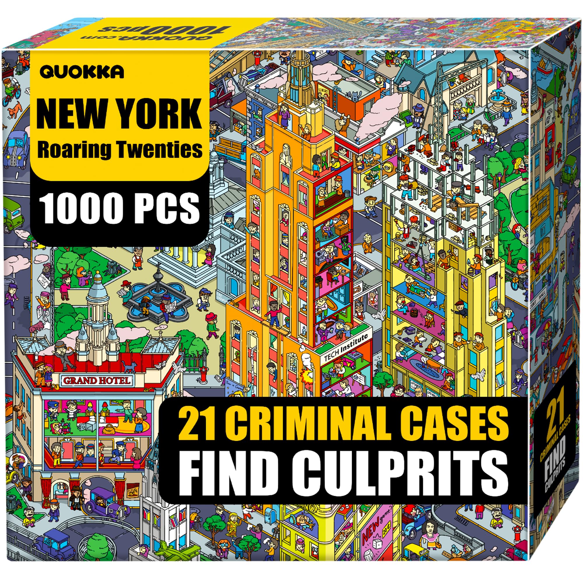 QUOKKA Roaring Twenties New York 1000 Piece Puzzle for Adults – Detective Jigsaw with 21 Cases, Premium Box Packaging - Extra Fun Challenges – Perfect for Relaxation & Gift Giving