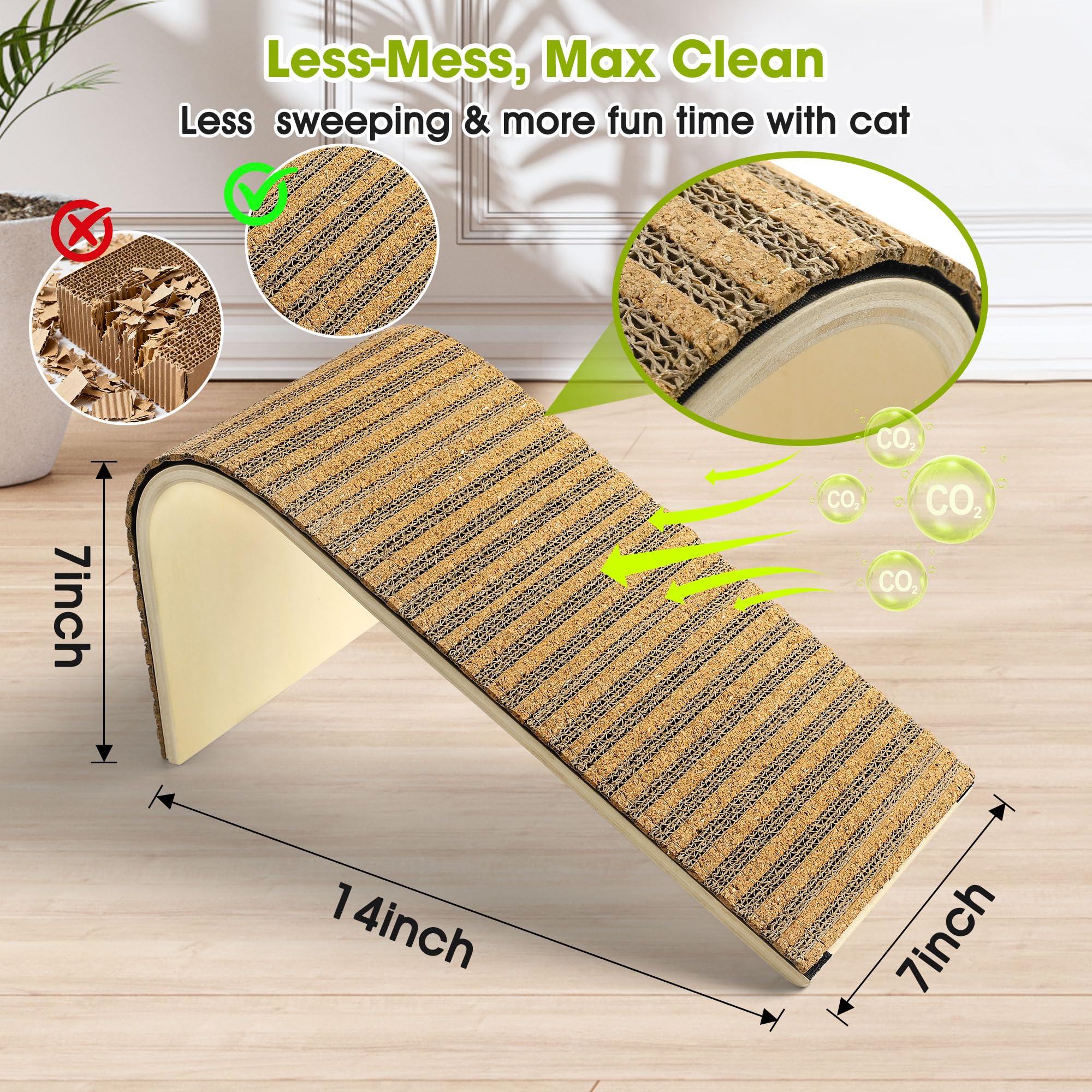 Almohadilla rascadora para gatos fácil de reemplazar con recambios de corcho y cartón, juguete ecológico para rascar, sin residuos para la salud del gato, poste rascador sostenible para gatitos