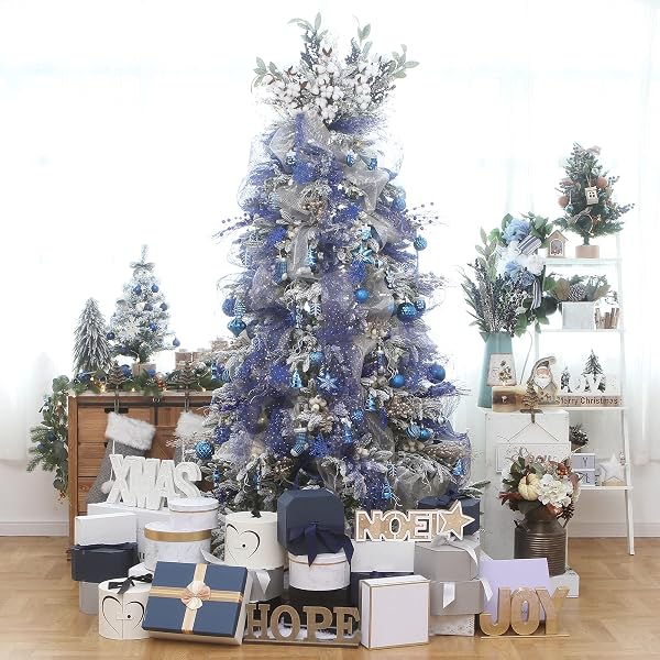 Sea Team クリスマス飾り クリスマスオーナメント ボール 20個豪華セット 8cm直径 クラシッククリスマスボール デコレーションボール おしゃれ 可愛い ゴージャス セットツリー飾り 北欧風 おしゃれ 多彩 可愛 華奢 人気 キラキラ 飛散防止 フック付き 新年 家庭用 雰囲気が 装飾 (プリンセスブルー) - 5
