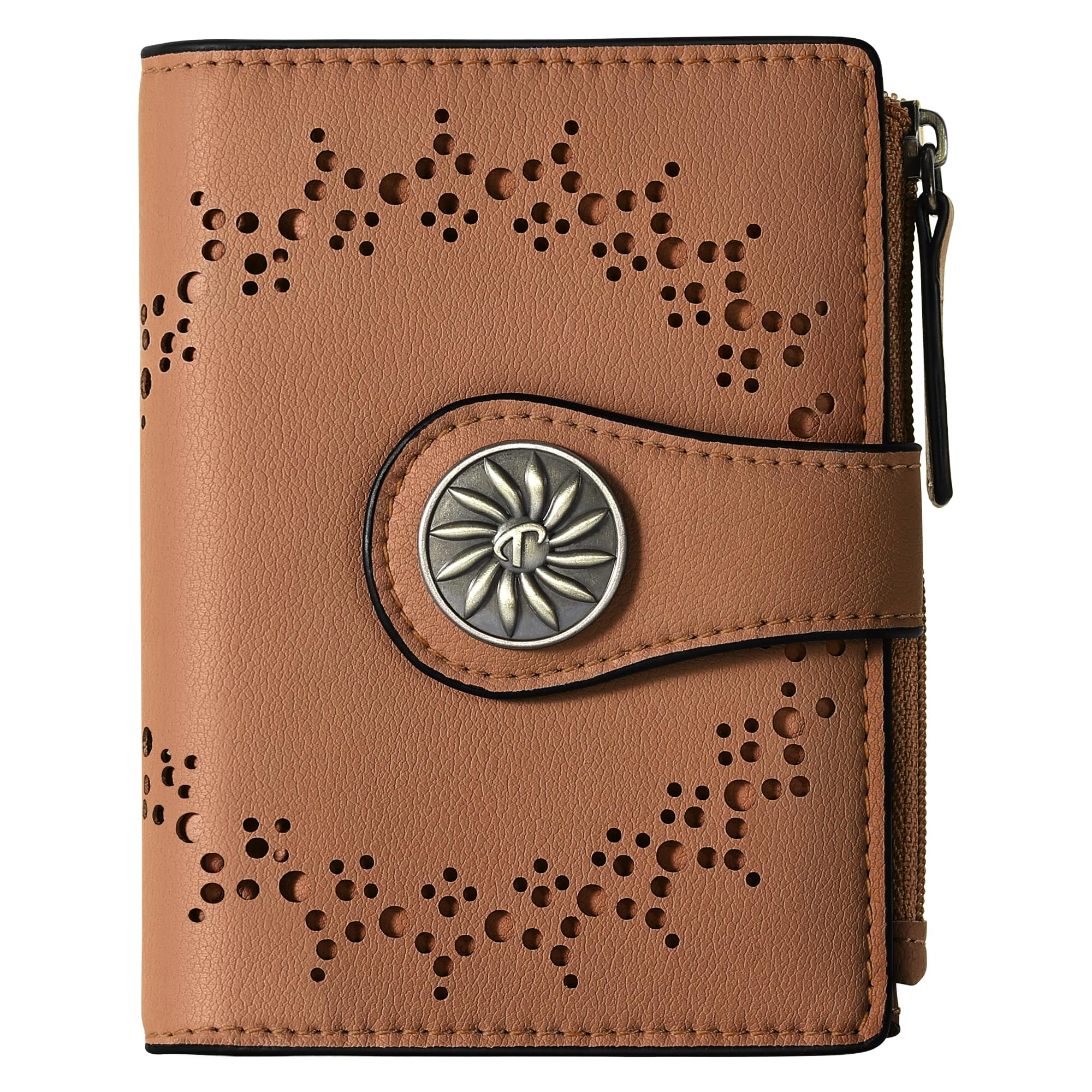 Tipmile Small Wallet for Women Bifold RFID Blocking Card Holder Leather Wallets with Zipper Coin Pocket