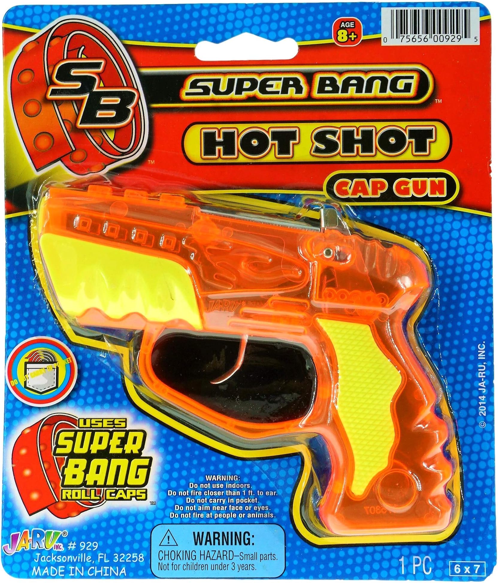 JA-RU Super Bang Small Cap Guns Hot Shot (1 Toy Guns) Fake Guns for Boys Kids Plastic Pistol Toy. Costume and Play Prop Toys Shooter Games. Party Favors Stocking Stuffers Goodie Bags.929-1A