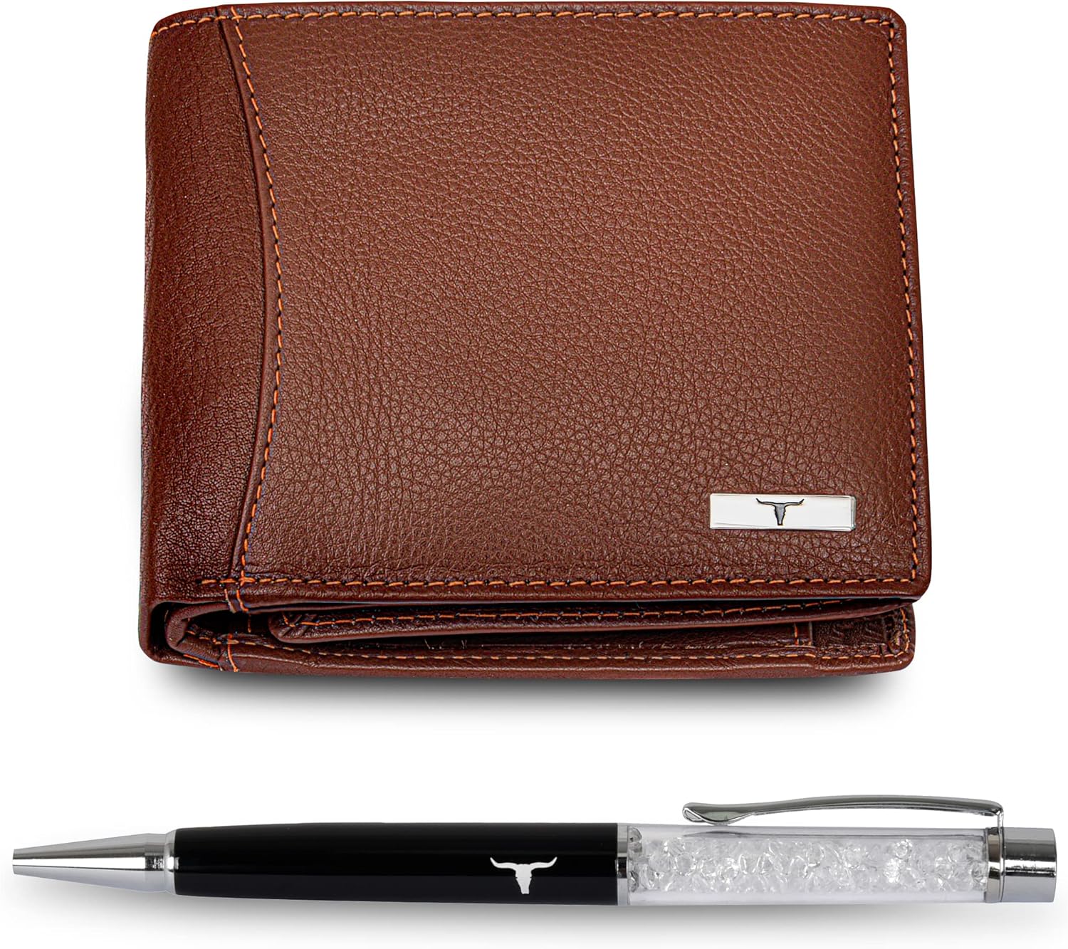 Urban Forest Oliver RFID Blocking Redwood Leather Wallet & Pen Combo Gift Set for Men