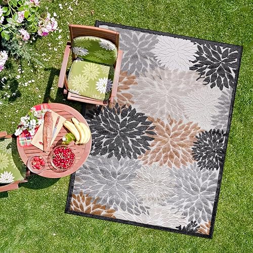 Miniatura 160 de CAMILSON Indoor Outdoor Rug 5x7 Bohemian Medallion Floral Area Rugs for Indoor and Outdoor Patios Easy-Cleaning Non-Shedding Living Room Garden and