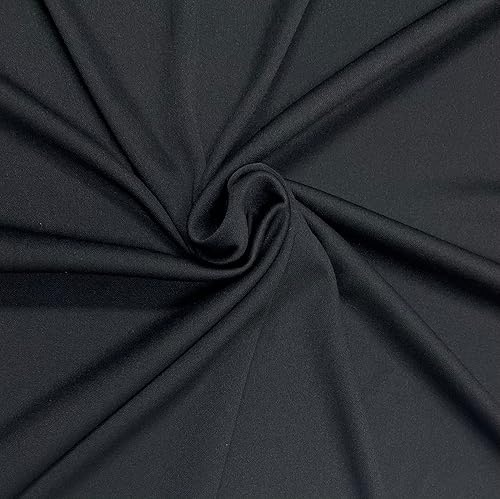 Interlock Fabric Lightweight Polyester Knit Lining Stretch 60'' Wide-1 Yard (Black)