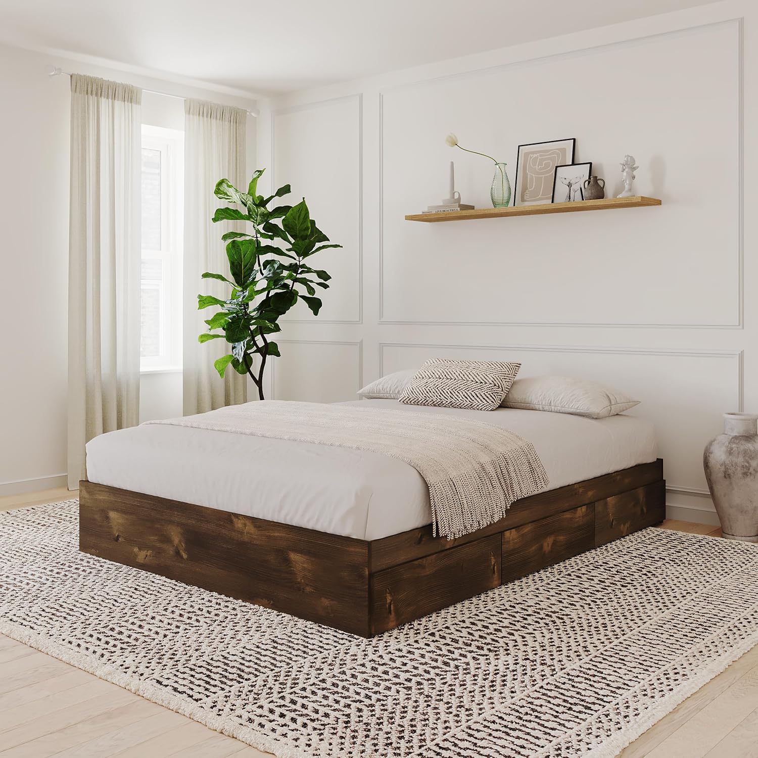 Nexera Queen Size Storage Bed, Truffle