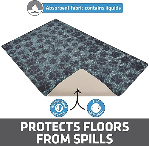Miniatura 3 de Drymate Mantel individual con tazón para mascotas, tapete de alimentación de alimentos para perros y gatos, tela absorbente, parte trasera