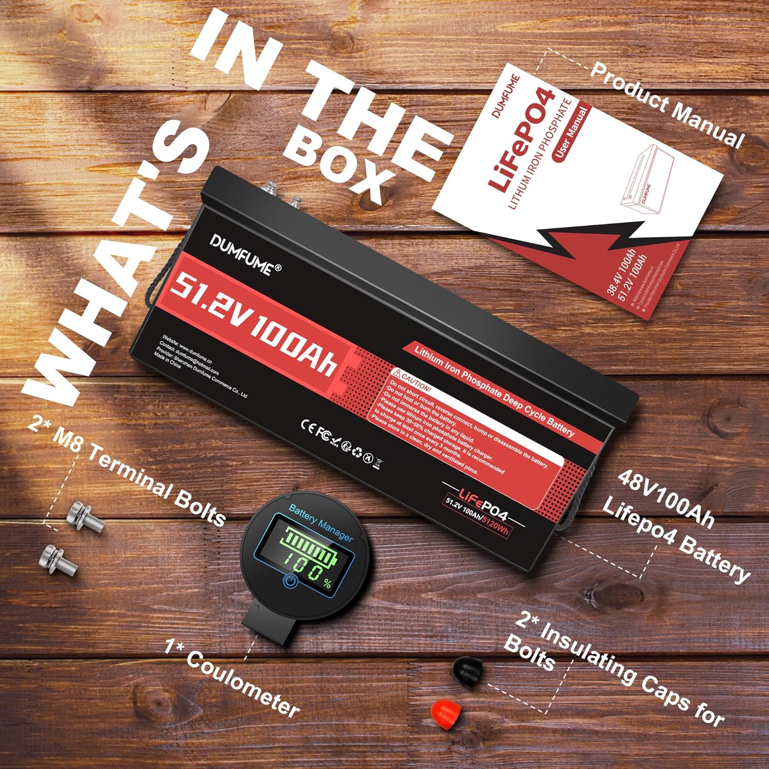 51.2V 100Ah LiFePO4 Lithium Battery, 200A BMS & 15000 Deep Cycles, High-Efficiency Power for Solar Systems, Golf Carts, and Off-Grid Applications