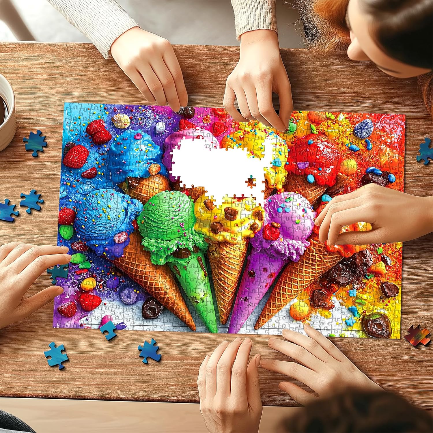1000 Piece Puzzle for Adults, Ice Cream and Candy Jigsaw Puzzles, Funny Home Decor Puzzle, Perfectly Fitting Pieces, Birthday Party Gift for Adults Seniors 27.5" x 19.7"